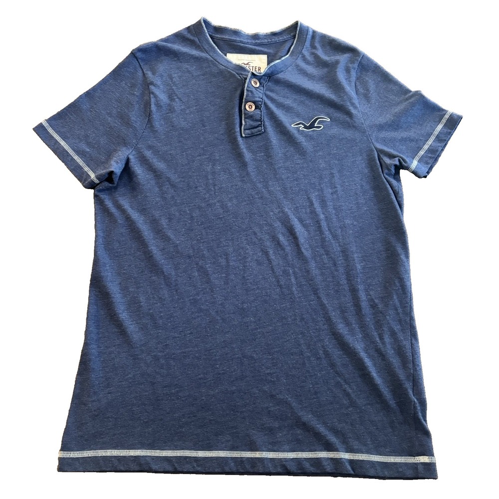 Hollister Y2K Henley Shirt Mens Large Short Sleeve Preppy Surfer Casual Mallcore